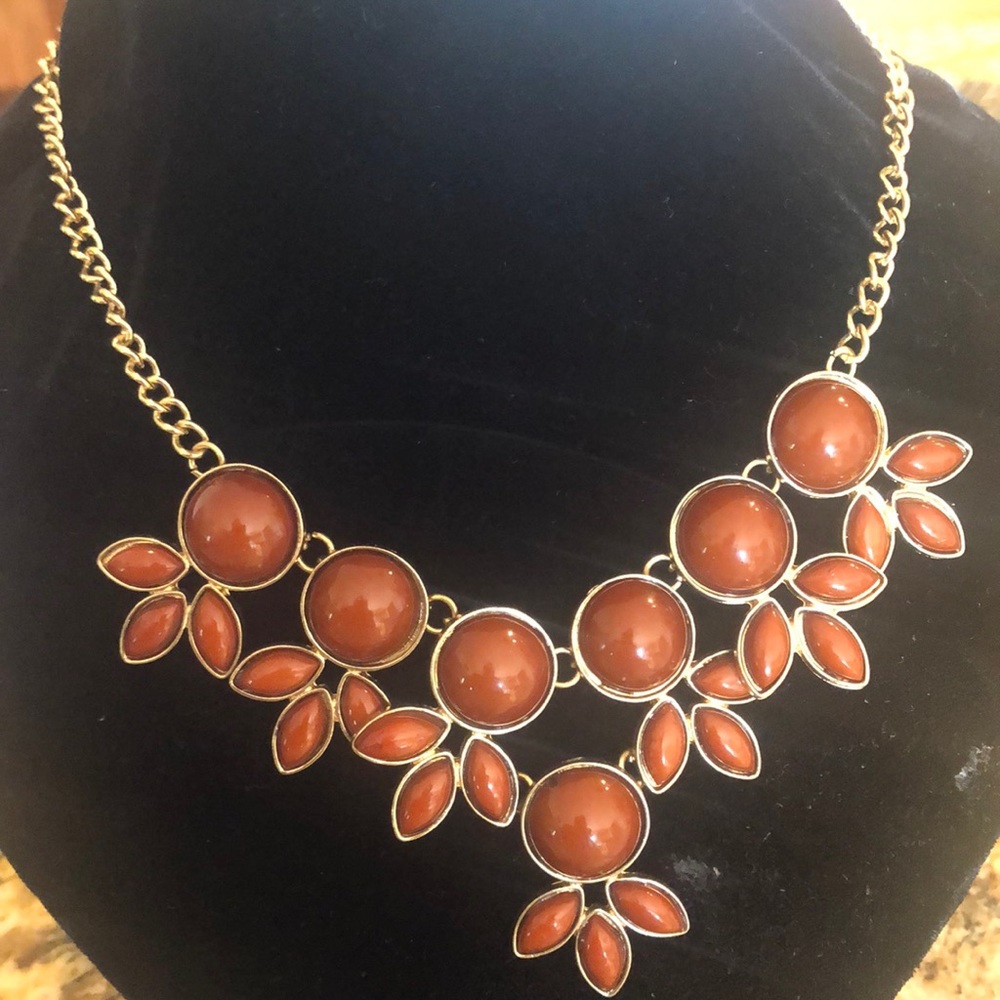 Caramel Beaded Gold Necklace